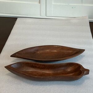 Mango Wood Long Curved Candy Tray 2 Pcs. NOS